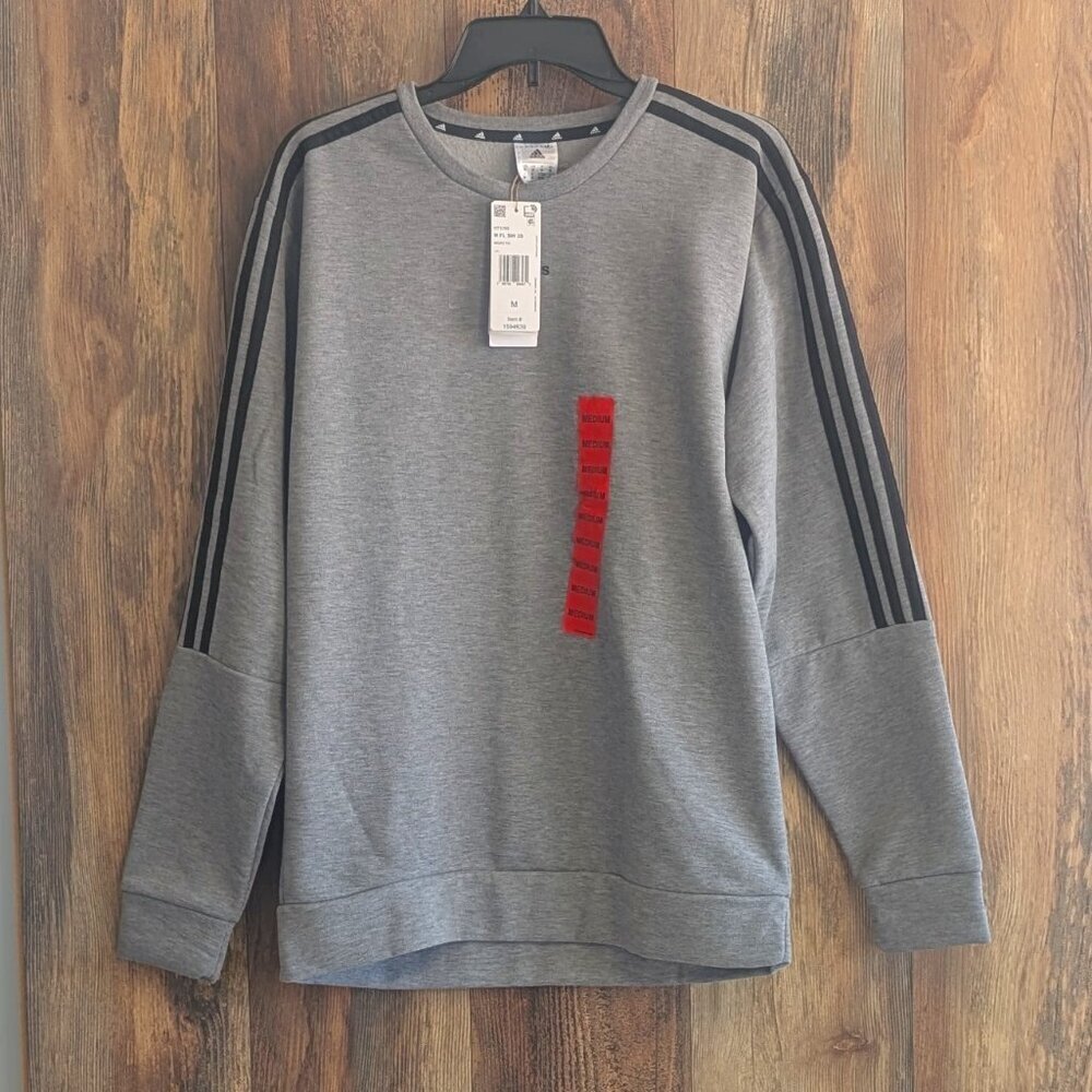 NWT Adidas Men's Crew Gray Black Sweatshirt M